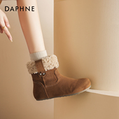 冬季 达芙妮保暖雪地靴女款 2026新款 加绒圆头勃肯靴内增高毛毛短靴