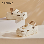 女款 外穿沙滩鞋 2026新款 达芙妮洞洞鞋 包头半拖鞋 女夏季 厚底增高鞋