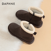 防水棉鞋 达芙妮运动雪地靴女2025冬季 新款 加绒加厚显瘦面包短靴子