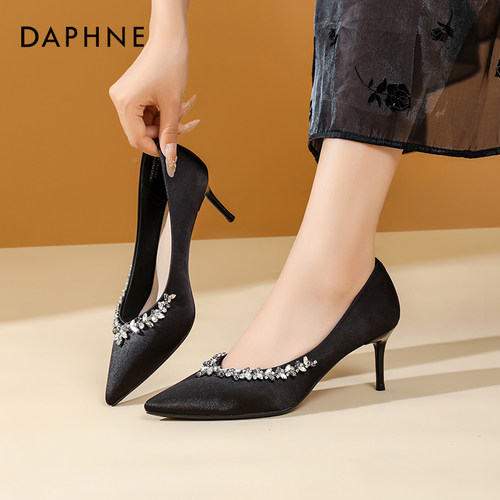 达芙妮黑色高跟鞋女2025新款单鞋