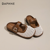 编织镂空凉拖平底透气罗马凉鞋 达芙妮包头半拖女2026夏季 外穿新款