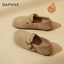 达芙妮勃肯鞋女2025新款秋冬加绒鞋子豆豆女鞋一脚蹬平底孕妇单鞋