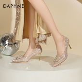 子女2025新款 两穿浅口单鞋 爆款 达芙妮细跟婚鞋 秋季 新娘鞋 高跟鞋 女