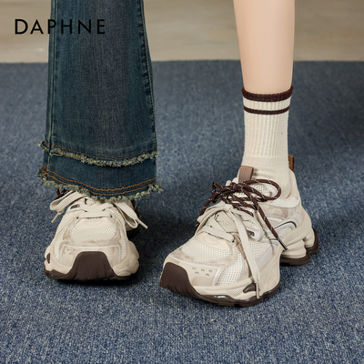 达芙妮复古厚底增高老爹鞋女百搭
