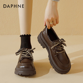 单鞋 达芙妮棕色乐福鞋 棕色厚底女鞋 增高英伦风皮鞋 女2026新款 春季