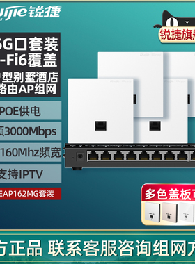 【2.5G网口】Ruijie锐捷睿易WiFi6无线AP面板RG-EAP162MG路由器310MG-P套装 10口网关AC千兆全屋WiFi覆盖组网