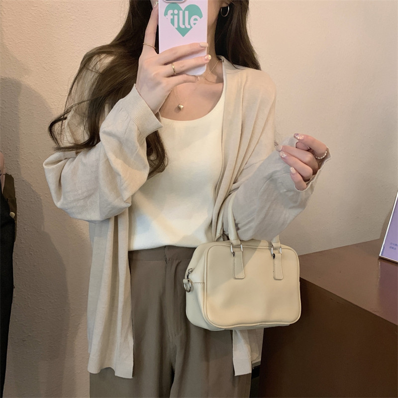 韩系新款慵懒风羊毛针织开衫女2025早秋薄款休闲时尚宽松外搭上衣