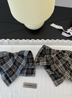 韩国饰品2025新款小香风字母Min蓝灰绿色格子方巾大肠圈发圈