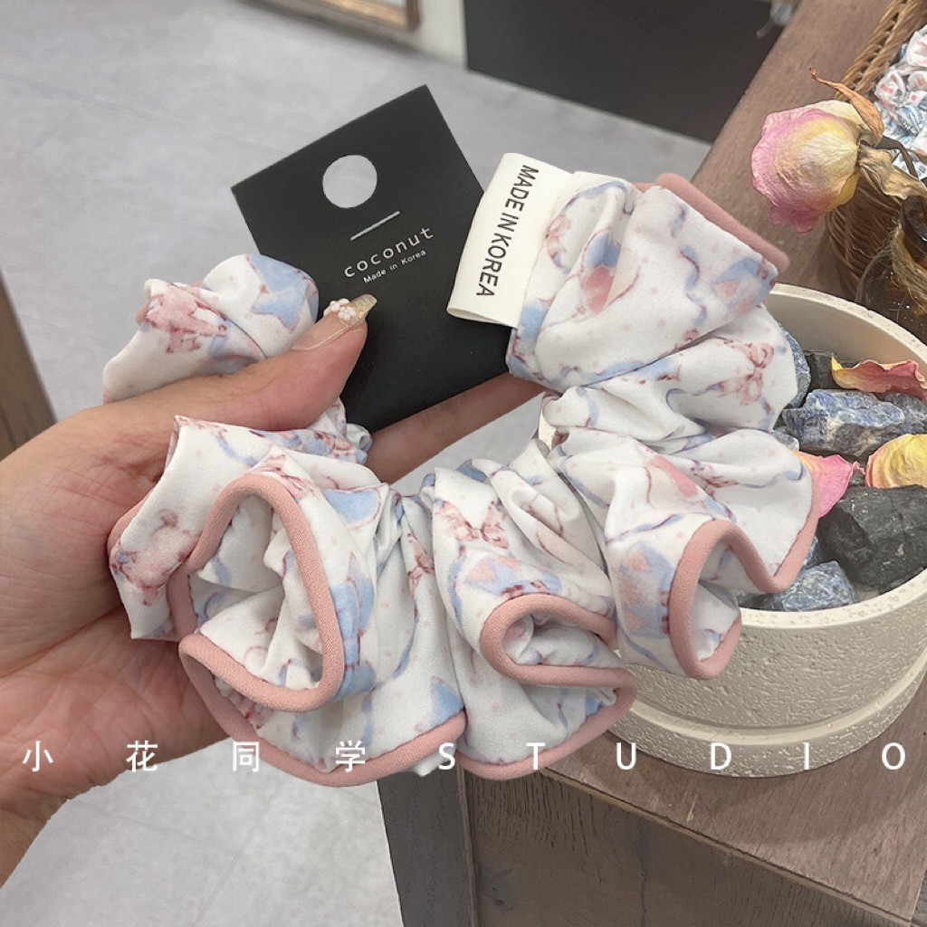 韩国发饰高级感精致纯棉粉白色小熊印花发圈大肠圈发绳头绳头饰,饰品/流行首饰/时尚饰品新,发饰,淘宝优惠券,粉丝福利购,淘宝优惠卷