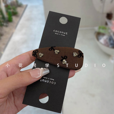 小香风美拉德灰色蝴蝶结水钻发夹