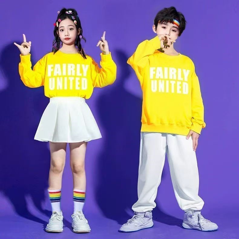 新款儿童蓬蓬裙套装街舞演出服幼儿啦啦队表演小学生运动会开幕式