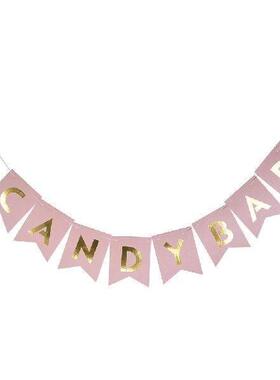 Candy Bar Fishtail String Flag Pink Golden Banner Wedding