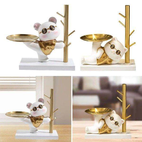 Animal Statue with Storage Tray Gift Table Centerpiece