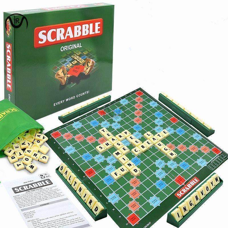 Scrabble Board Puzzles Game Jigsaw-Words Spelling-Table Kids
