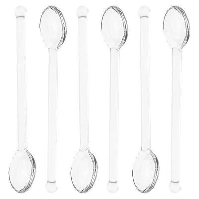 6pcs Clear Glass Stirring Spoons Coffee Spoon Teaspoons Rod