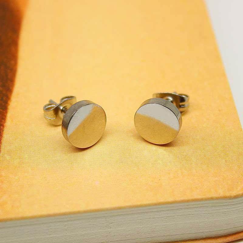 316L stainless steel round cake earrings titanium steel plat