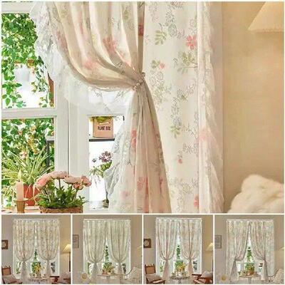 1PC Lace Gauze Curtains French Window Vintage Lace Sheer