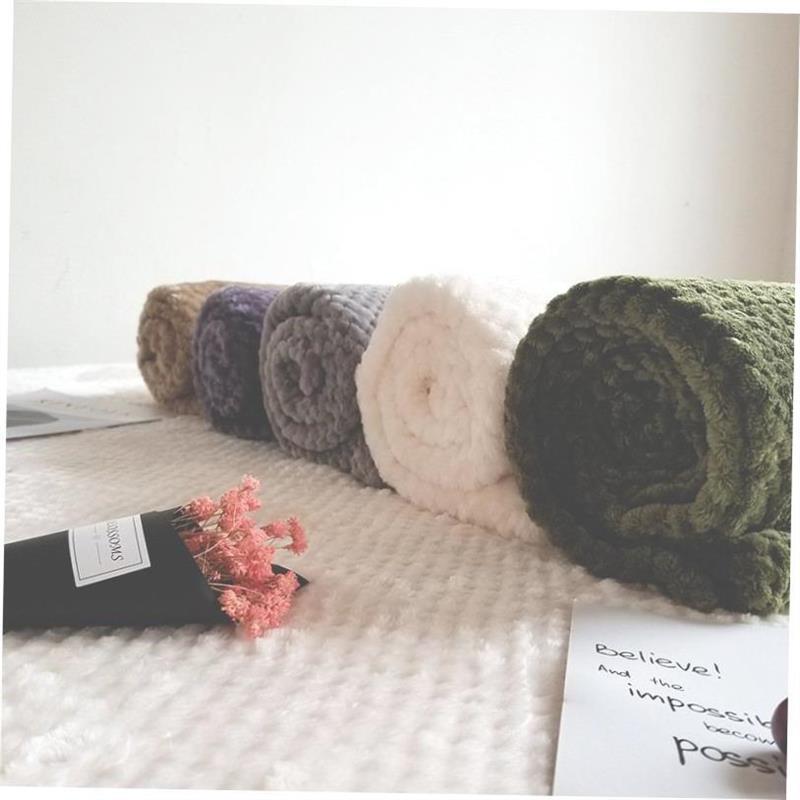 Solid Color Mesh Blanket Coral Fleece Knee Blanket菠萝格毛毯