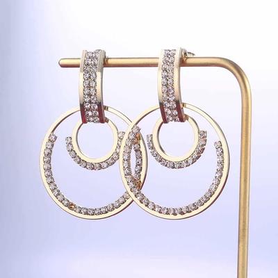 Cao Shi diamond geometric circle earrings women exaggerated