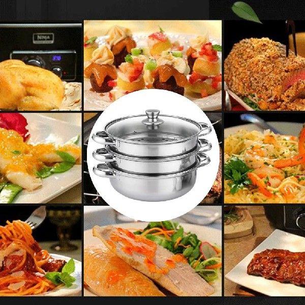 3 Tier Food Steamer Multipurpose Stainless Steel Steam Pot