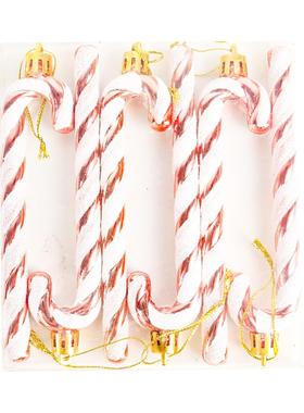Christmas Glitter Candy Cane Ornament Plastic Hanging Decor