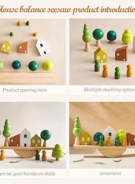 Wooden Baby Animal Balance Board Threading Toys Wooden Seesa