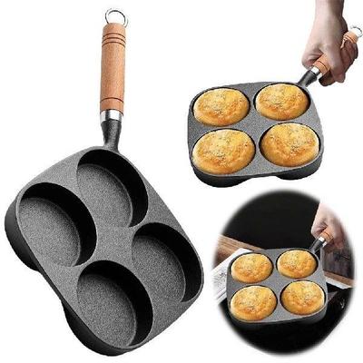4 Hole Egg Pancake Steak Pan Non-Stick Cast Iron Omelet Pan