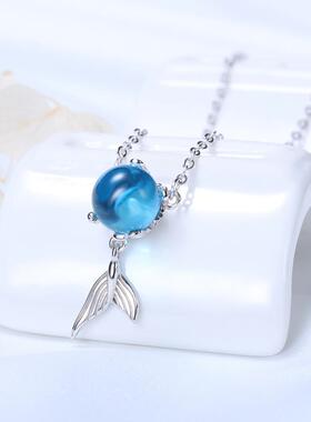 Guanming silver mermaid pendant necklace female s925 sterlin