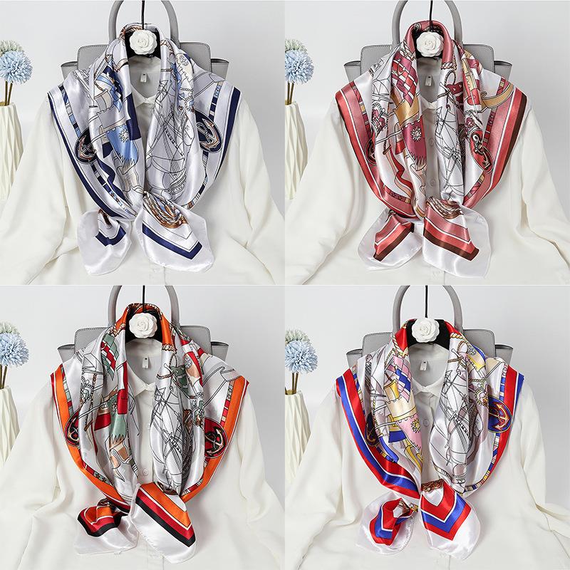 长条丝巾色丁围巾头巾女款印花围巾90方巾