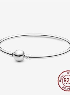 925 Sterling Silver bracelet Heart T-Bar Cuff Chain Sparklin