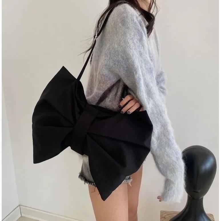 lady girl canvas tote bag lovely Bowknot bag should bag