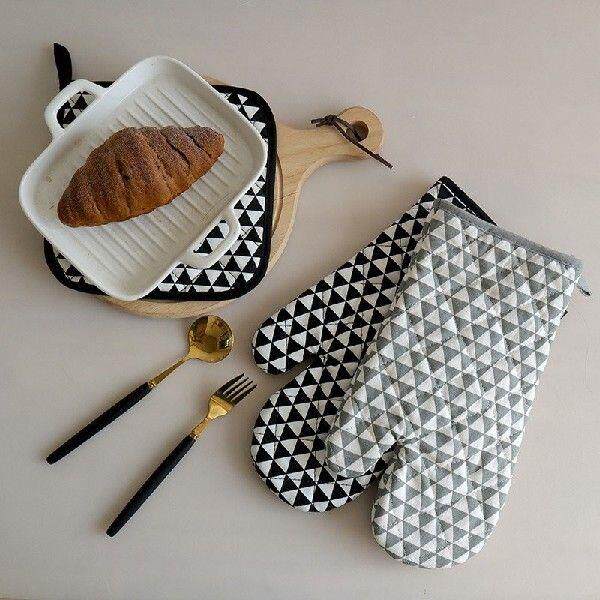 1Pc Geometry Pattern Cotton Heat Resistant Mat Home Kitchen