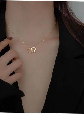 Love double ring necklace female clavicle chain womens