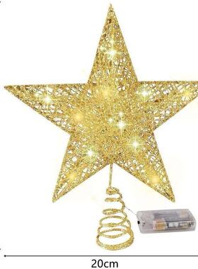 Iron Glitter Powder Christmas Tree Ornaments Top Stars with