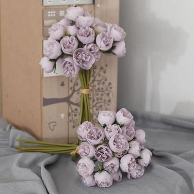 27heads Pink Roses Peony Artificial Flowers Silk Bouquet for