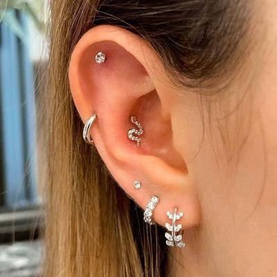 1PC Helix Ear Piercing Stud Earrings for Women Zircon Star E