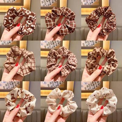 3/5/Pcs Silk Scrunchies Print Leopard Scrunchie Set Elastic