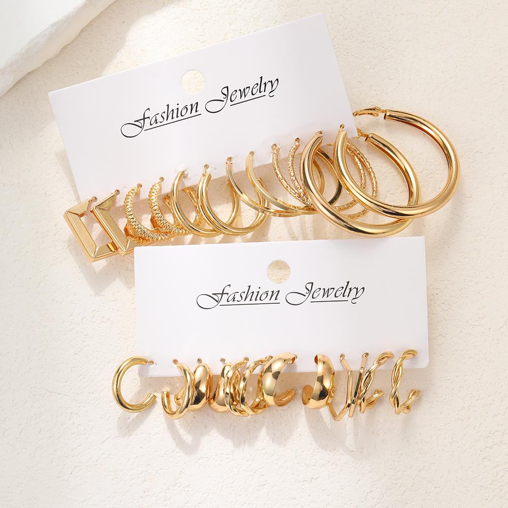 17KM Gold Color Vintage Circle Hoop Earrings for Women Girls
