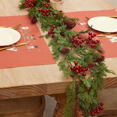 Christmas Pine Vine Garland with Red Berries Rattan Home