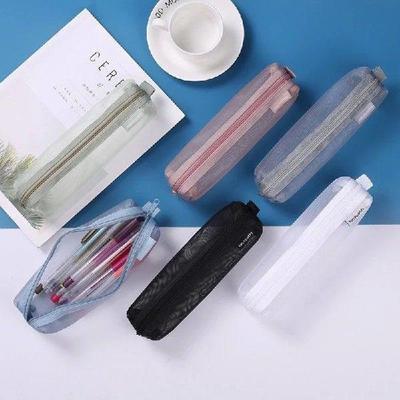 Simple Transparent Mesh Pencil Case Pen Bag Large Capacity