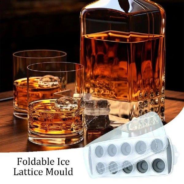 Foldable Ice Tray 10 Grid Silicone Folding Ice Cube Molds