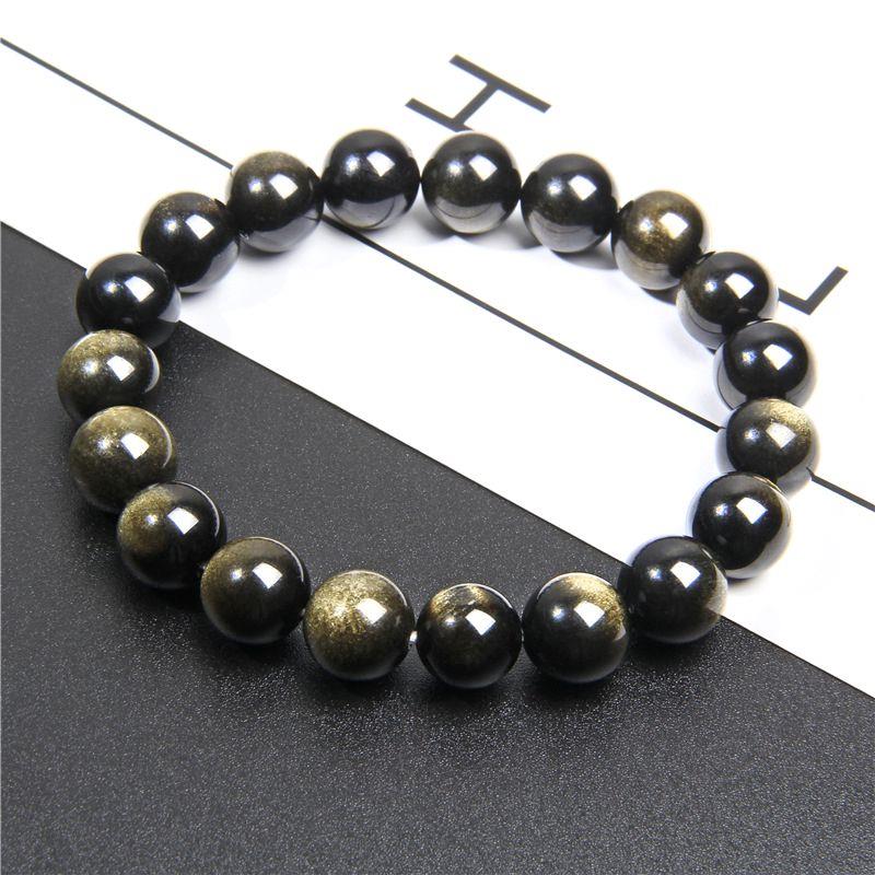 High-quality Natural Gold Obsidian Stone Beads Bracelet Men