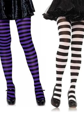 Striped Pantyhose Sweet Cosplay Cotton Long Hosiery Elastic