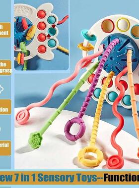 Montessori Sensory Toys Silicone Pull String Toys Baby Activ