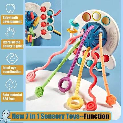 Montessori Sensory Toys Silicone Pull String Toys Baby Activ