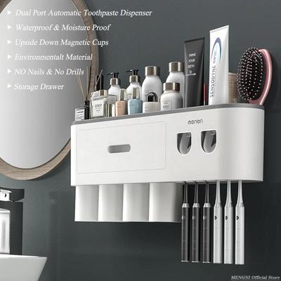 MENGNI-Magnetic Adsorption Inverted Toothbrush Holder Wall -