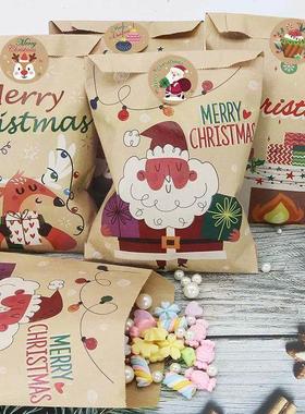 24Set Christmas Gift Bag Kraft Paper Bags Santa Claus Snowma