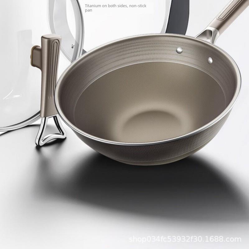 non stick titanium pan uncoated stir fry pan cooking pot 锅