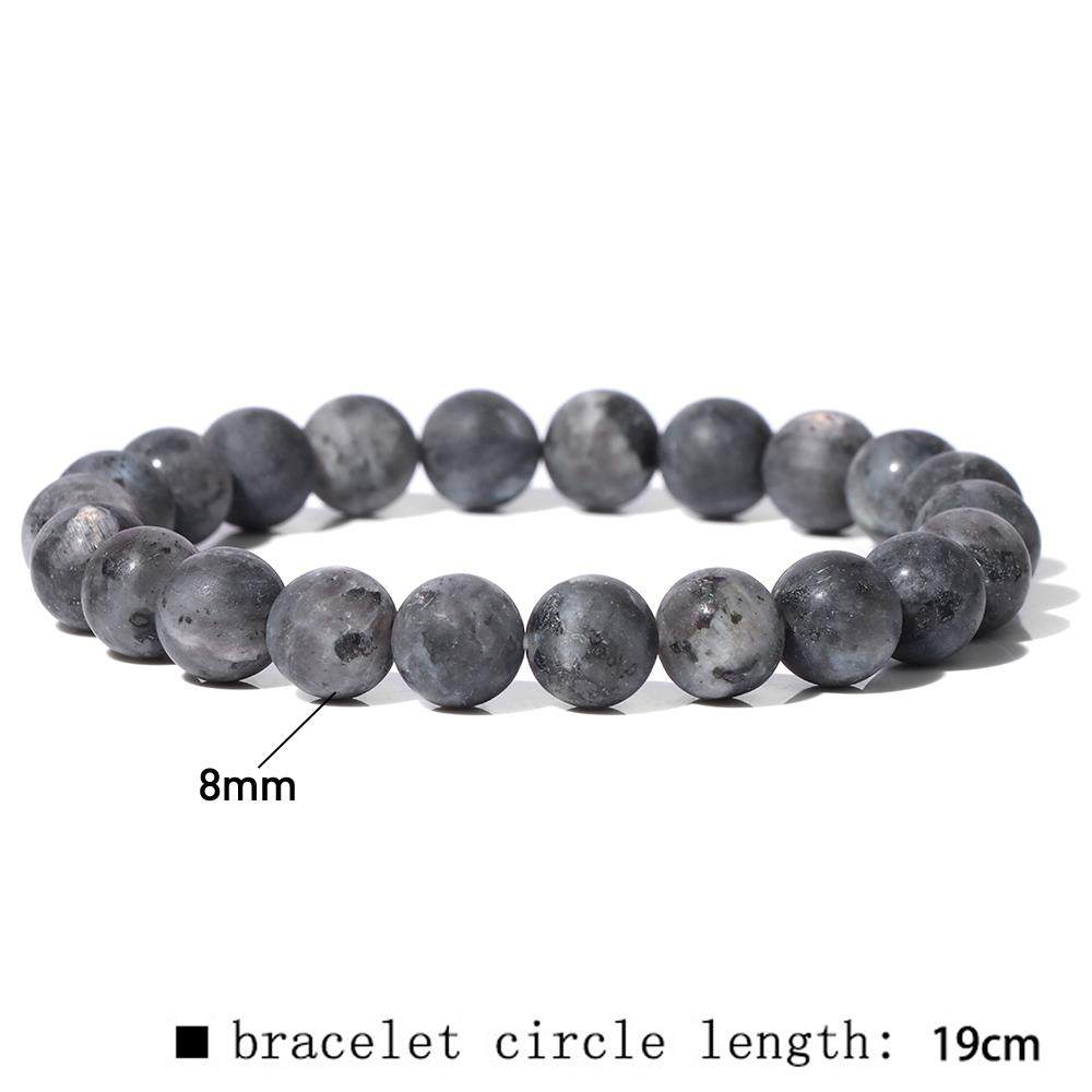 8mm Black White Natural Stone Bracelet Handmade Matte Opal