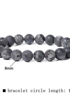 8mm Black White Natural Stone Bracelet Handmade Matte Opal